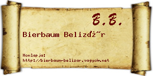 Bierbaum Belizár névjegykártya
